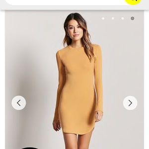 Mustard Stretch-Knit Bodycon Dress (S)